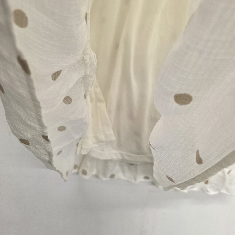 Mine White W/ Brown Polka Dots Knee Length Dress Size Small - Picture 5 of 9